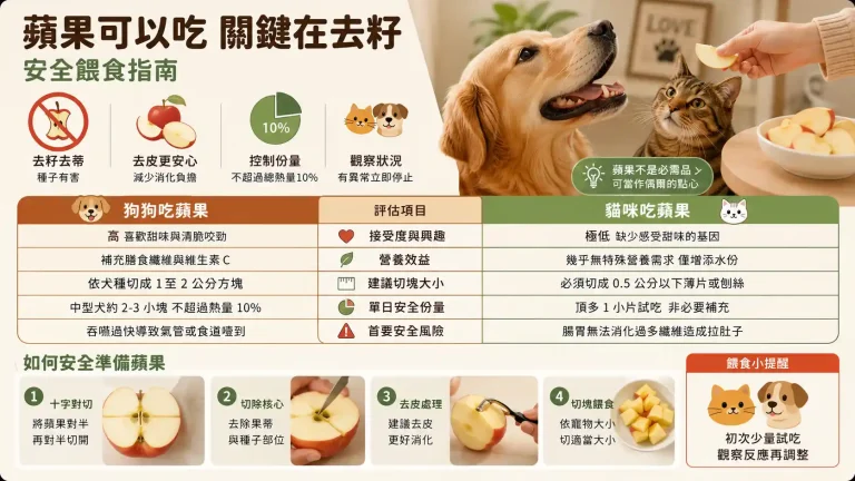 貓狗可以吃蘋果嗎?去籽、切塊到份量控制的完整餵食指南