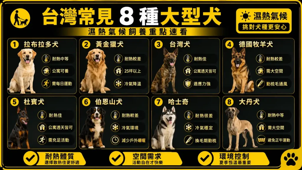 台灣常見 8 種大型犬的實際照顧差異