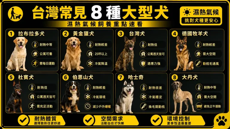 台灣常見 8 種大型犬的實際照顧差異