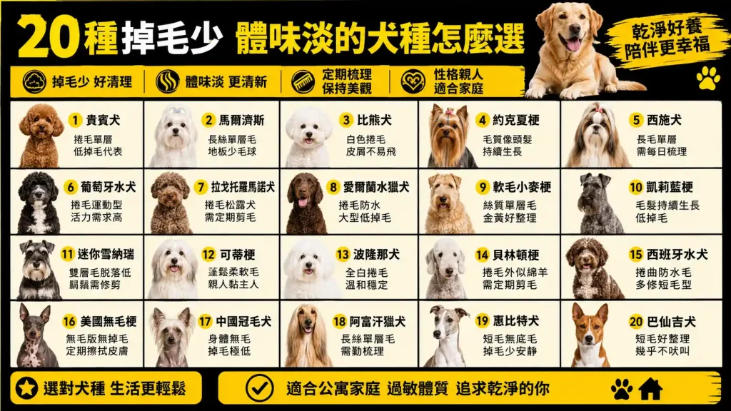 沒有狗是零體味不掉毛的！低過敏20犬種挑選與照護全解析