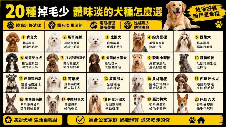 沒有狗是零體味不掉毛的！低過敏20犬種挑選與照護全解析