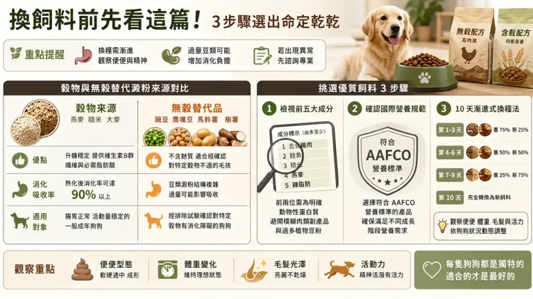 換飼料前先看這篇!穀物與無穀優缺點拆解,教你用 3 步驟選出命定乾乾