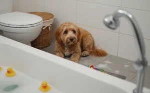 狗狗害怕洗澡躲起來