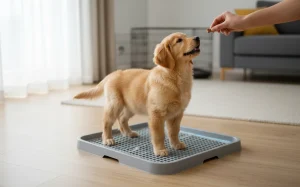 幼犬在網格尿盆上定點大小便的訓練過程