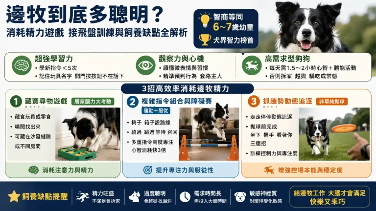 邊牧到底多聰明?消耗精力遊戲、接飛盤訓練與飼養缺點全解析