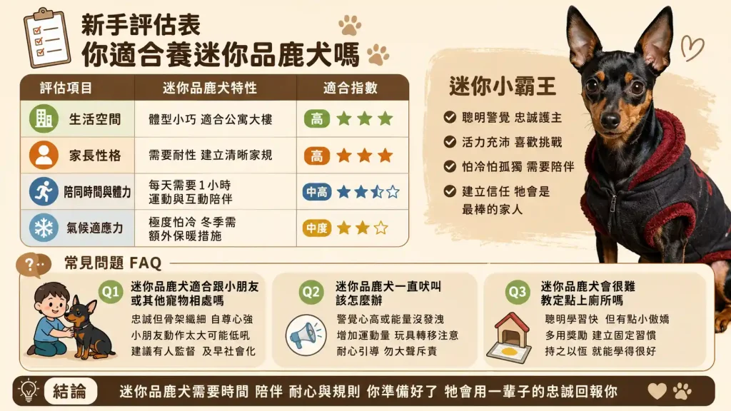 新手評估表：你適合養迷你品鹿犬嗎？