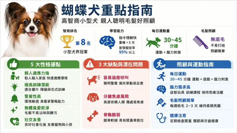 蝴蝶犬智商高嗎？完整性格優缺點、毛髮照顧與每日運動量評估指南