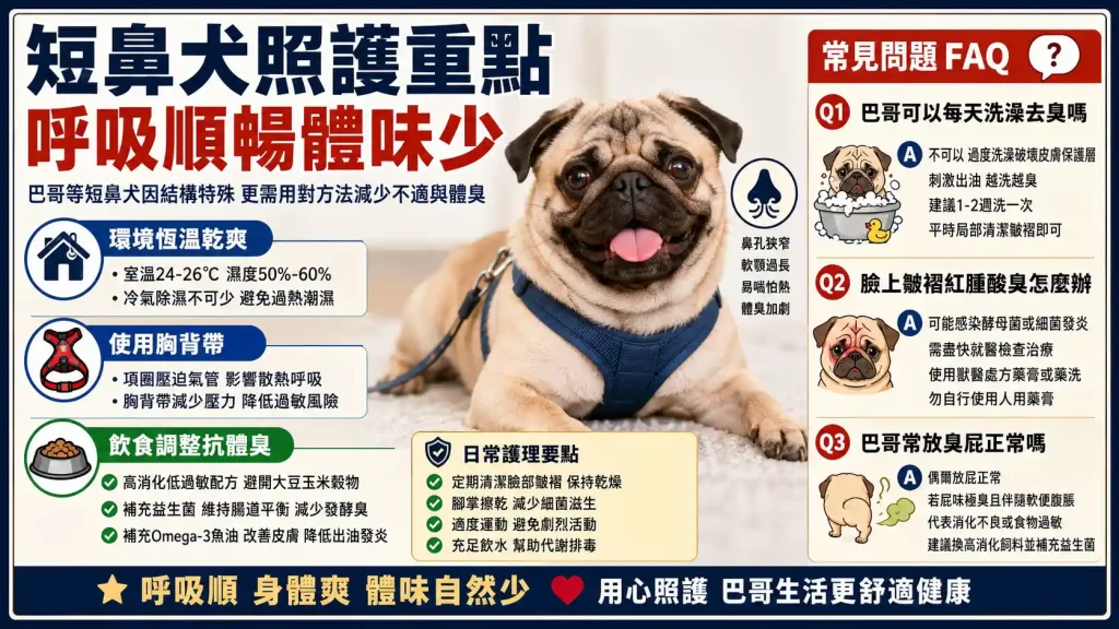 短鼻犬呼吸道照護與生活減臭策略
