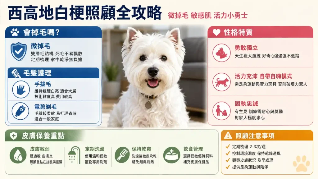西高地白梗掉毛嗎？性格特質、皮膚保養與照顧注意事項全攻略
